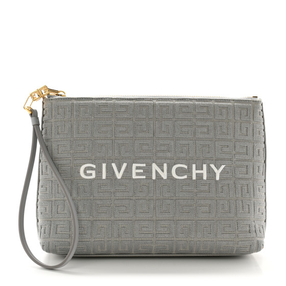 GIVENCHY Canvas Jacquard 4G Travel Pouch Pouch Wristlet Grey