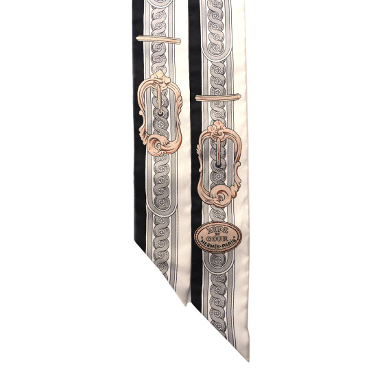 Hermes Noir/Blanc/Rose Silk Bride De Cour Twilly | Yoogi's