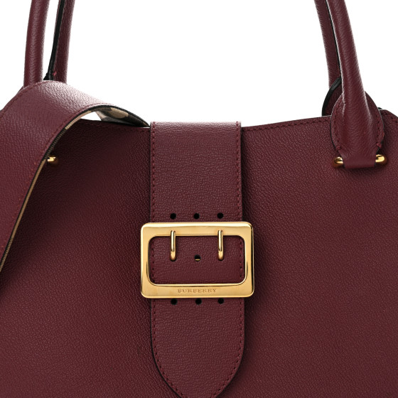 BURBERRY Soft Grain Medium Buckle Tote Dark Plum 1550291