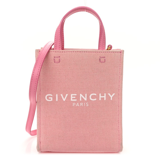【VIP SALE】GIVENCHY キャンバス Mini G-TOTEショッパー*PINK Givenchy Mini G-Tote Shopping Bag in 4G Embroidered Canvas