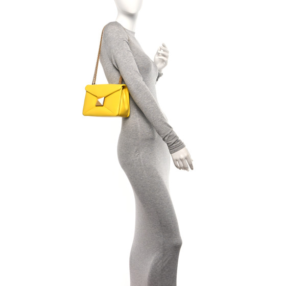 VALENTINO GARAVANI Nappa One Stud Chain Clutch Yellow