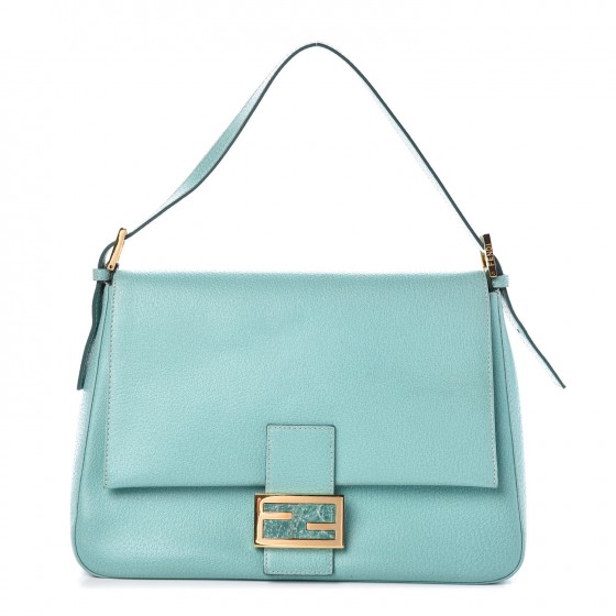 FENDI Leather Big Forever Mama Baguette Turquoise 302988