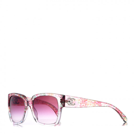 CHANEL Acetate Multicolor Tweed CC Sunglasses 5220 Pink