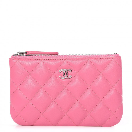 CHANEL Lambskin Quilted Small Cosmetic Case Pink 359916 | FASHIONPHILE