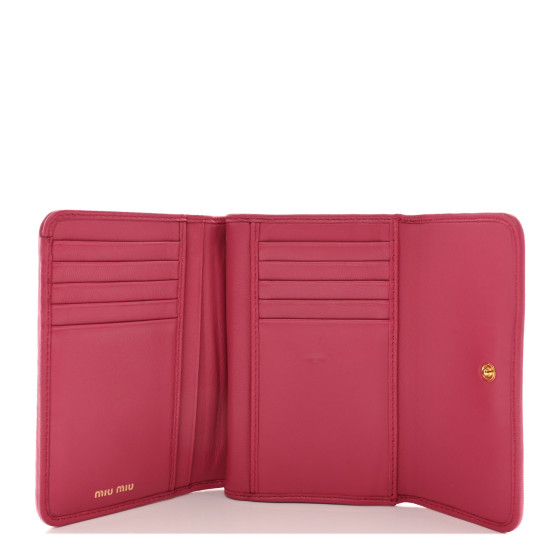 【MIUMIU】MATELASSE FLAP WALLET MIU MIU Nappa Matelasse Flap Tri-Fold Wallet Geranio 1479412