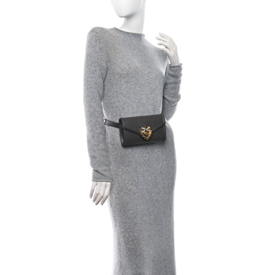 DOLCE GABBANA Agnello Vitello Devotion Belt Bag 70 28 Grey