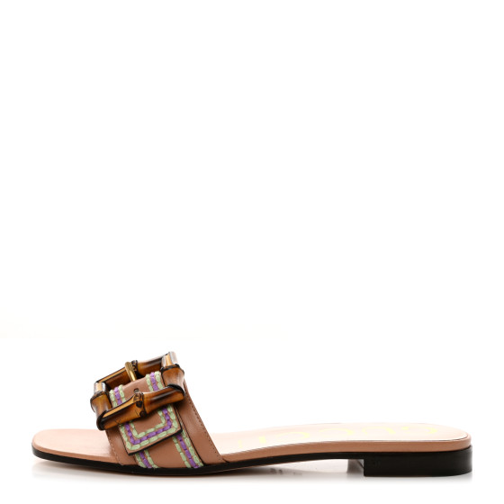 GUCCI Horsebit Bamboo Sandals 37 1/2