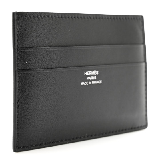 HERMES Tadelakt Evercolor Cheval Picto Card Holder Black