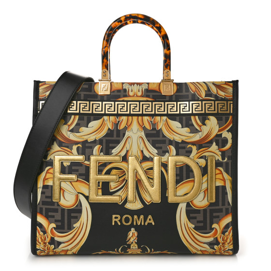 【関税&送料込】Fendi Printed Plexiglass And l Forever F FENDI X VERSACE Calfskin Plexiglass Fendace FF Baroque Print