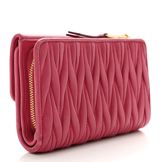 MIU MIU Nappa Matelasse Flap Tri-Fold Wallet Geranio 1479412
