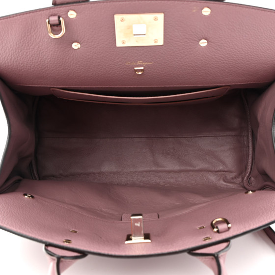 SALVATORE FERRAGAMO Calfskin Large Studio Bag Caraway Seed