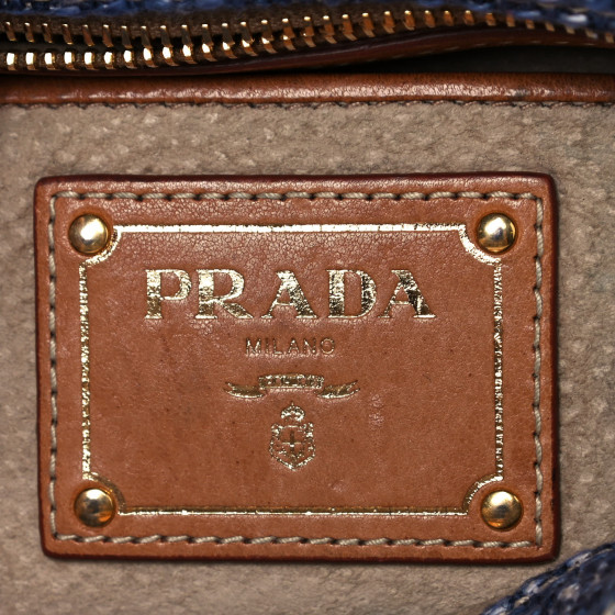 PRADA Tweed Medium Shoulder Bag Blue 897267 | FASHIONPHILE
