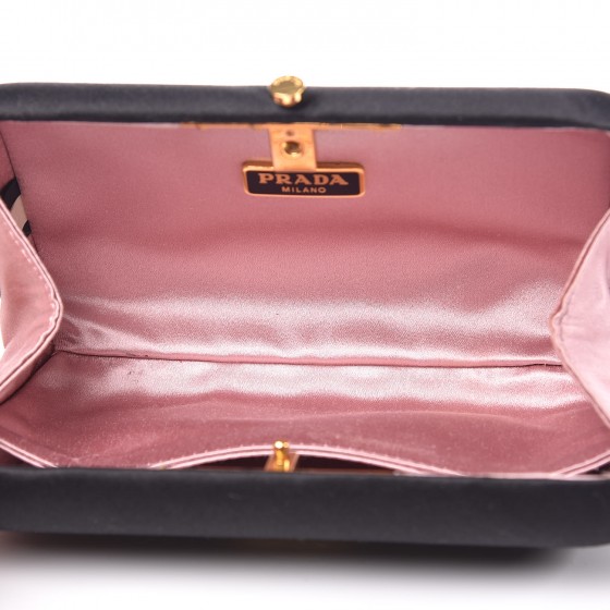 PRADA Satin Box Clutch Black 317723 | FASHIONPHILE