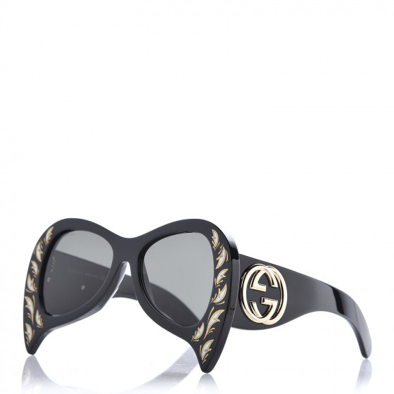 GUCCI Pearl Oversized Sunglasses GG0143S Black 372827