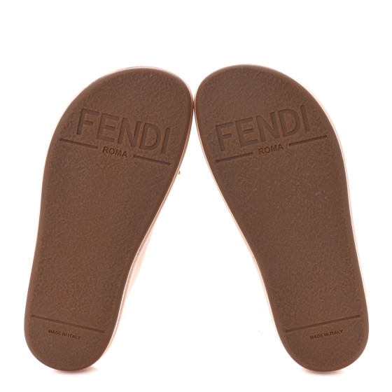 FENDI Vitello Womens Fendigraphy Slide Sandals 36 Light Rose