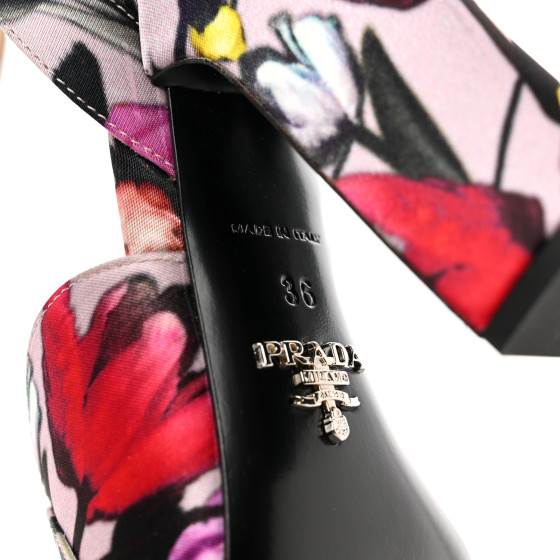 PRADA Satin Ankle Wrap Duchesse Little Flowers Sandals 36