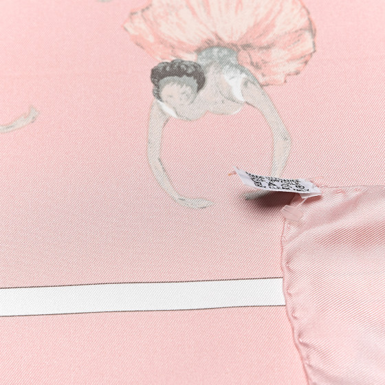 HERMES Silk La Danse Du Cheval Scarf 90 Rose Sable Blanc