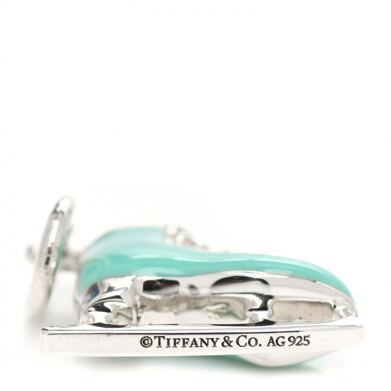 TIFFANY Sterling Silver Enamel Ice Skate Charm Blue 1060031