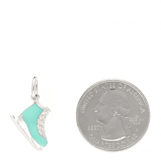 TIFFANY Sterling Silver Enamel Ice Skate Charm Blue 1060031