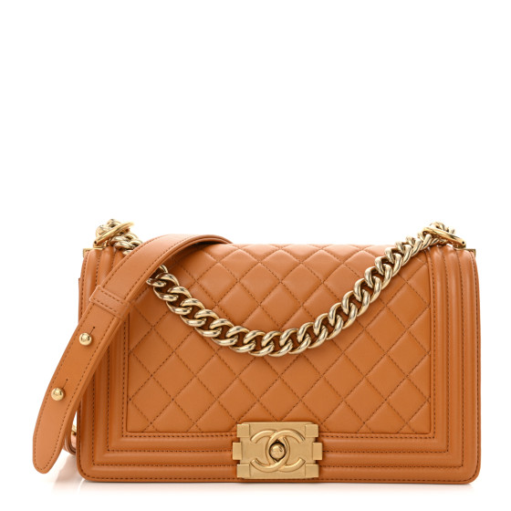 新入荷 CHANEL 1614634 Yellow Flap Boy Medium Quilted Lambskin 時計