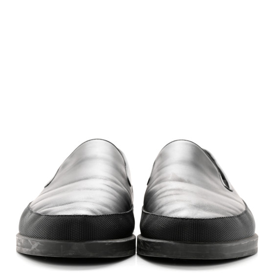 PRADA Calfskin Mens Slip On Sneakers 8 Black 1383673