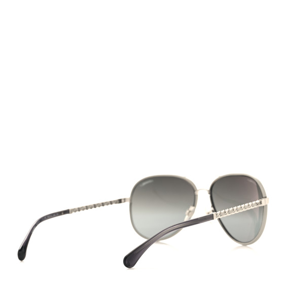 CHANEL Lambskin Aviator Chain Sunglasses 4219-Q Grey 1519582