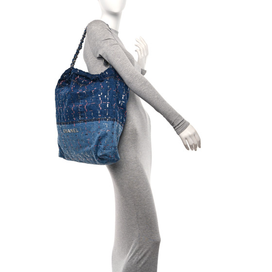 シャネル★ CHANEL Sequin Quilted Medium Chanel 19 Flap Light Blue