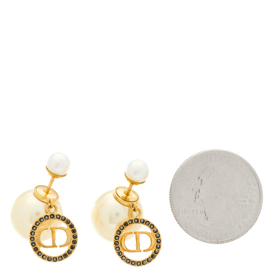 Dior パール ゴールド CHRISTIAN DIOR Pearl Crystal Tribal CD Drop Earrings Gold