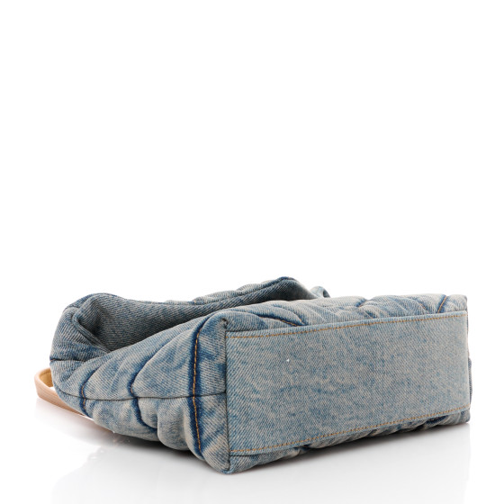 SAINT LAURENT Denim Quilted Toy Loulou Puffer Monogram Chain