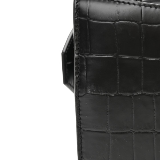 BALENCIAGA Semi Shiny Calfskin Crocodile Embossed Neo