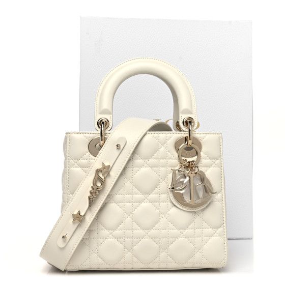 Dior★Dior Medium Lambskin Cannage Lady Dior White dior-dior-medium-lady-dior-
