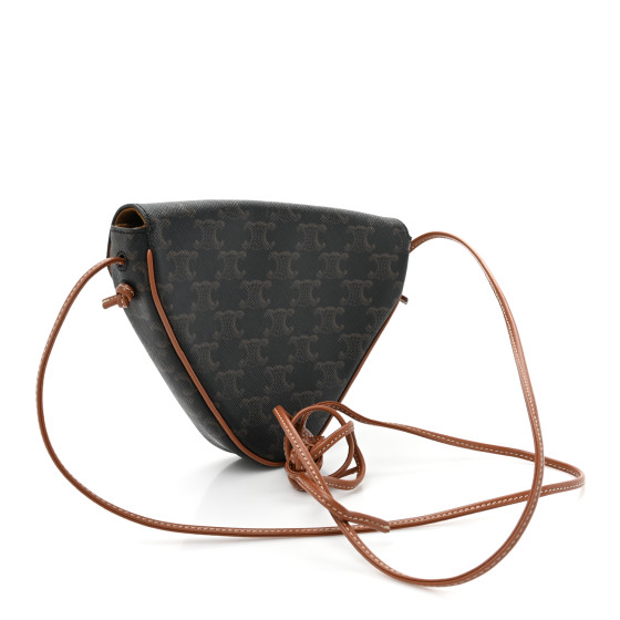 CELINE Triomphe Canvas Triangle Crossbody Bag Tan 1463108