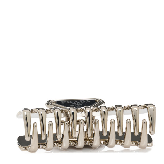 PRADA Metal Hair Clip Silver 1460072 | FASHIONPHILE