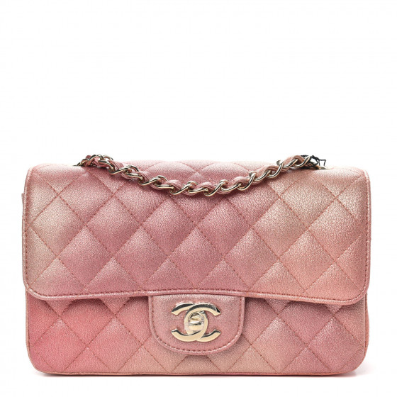 激安通販サイト CHANEL Flap Rectangular Mini Ombre Quilted Lambskin Metallic チーク