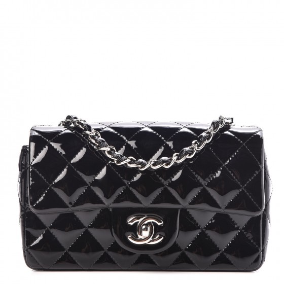 CHANEL Patent Calfskin Quilted Mini Rectangular Flap Black 324676 ...