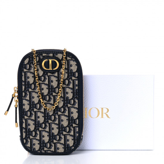 CHRISTIAN DIOR Oblique 30 Montaigne Phone Holder Blue
