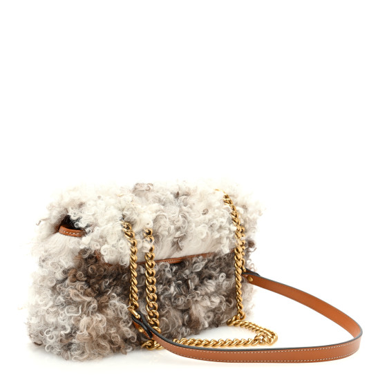 【関税&送料込】Gucci Beige Shearling Small Marmont Shoulder GUCCI Shearling Small GG Marmont Shoulder Bag White Beige
