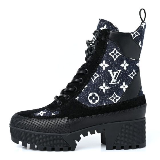 LOUIS VUITTON Calfskin Monogram Denim Laureate Platform