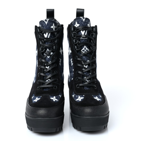 LOUIS VUITTON Calfskin Monogram Denim Laureate Platform