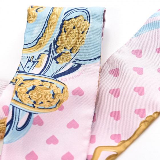 HERMES Silk Brides de Gala Love Twilly Rose Pale Bleu