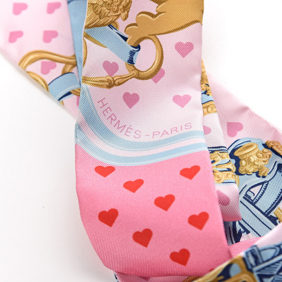 Hermesエルメスツイリー BRIDES de GALA LOVE ROSE HERMES Silk Brides de Gala Love Twilly Rose Pale Bleu