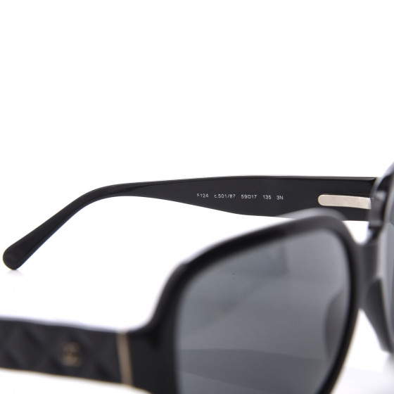 シャネル★ Chanel Black Quilted Frame Oversized Sunglasses-5124