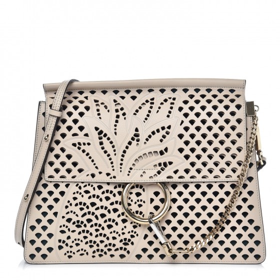 CHLOE Calfskin Pineapple Perforated Medium Faye Shoulder Bag