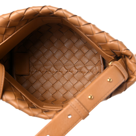 BOTTEGA VENETA Nappa Intrecciato Tie Shoulder Bag Caramel