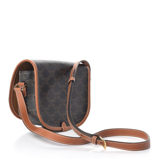 CELINE Triomphe Canvas Medium Folco Bag Tan 473695