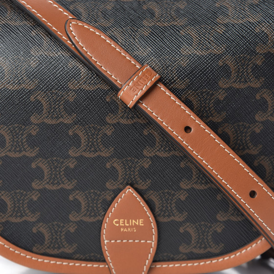 CELINE Triomphe Canvas Medium Folco Bag Tan 473695