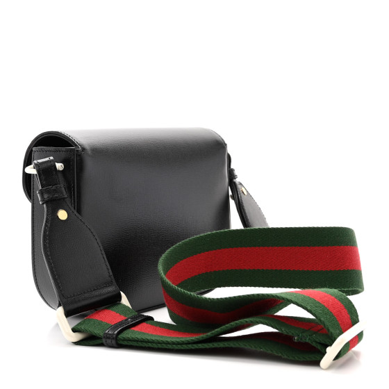 GUCCI Azalea Calfskin Web Horsebit 1955 Shoulder Bag Black