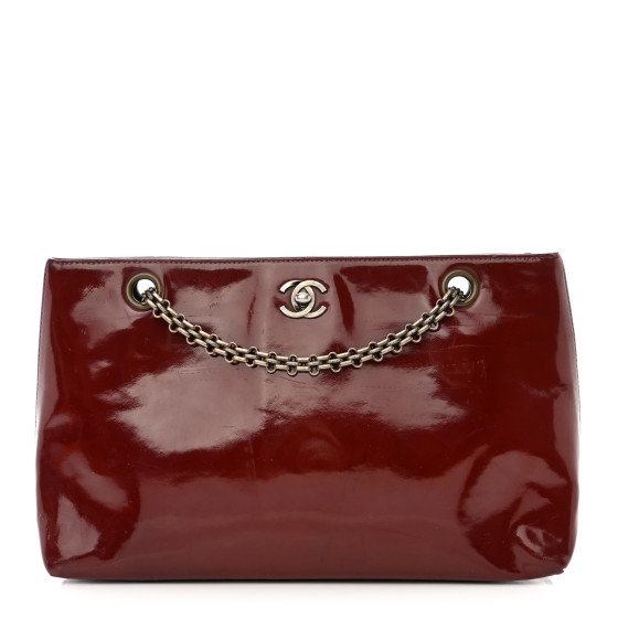 CHANEL Patent Bijoux Chain Shoulder Bag Rust Red 1369728