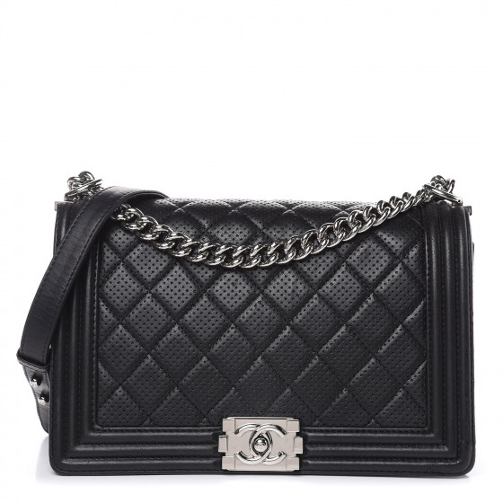 VINTAGE シャネル BOY CHANEL 20cm ラフィア Boy chanel スモール ハンドバッグ、カーフスキン、ブラック