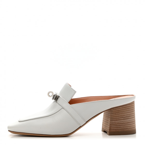 HERMES Calfskin Blossom Mules 37 White 1037078 | FASHIONPHILE